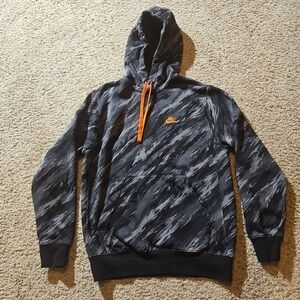 Nike Hoodie Mens Small Black Rough Camo Sportswear Club Fleece Pullover